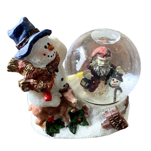 Lot 3 Vintage Mini Snowman Christmas Snow Globes u Display Figurines - Picture 3 of 9